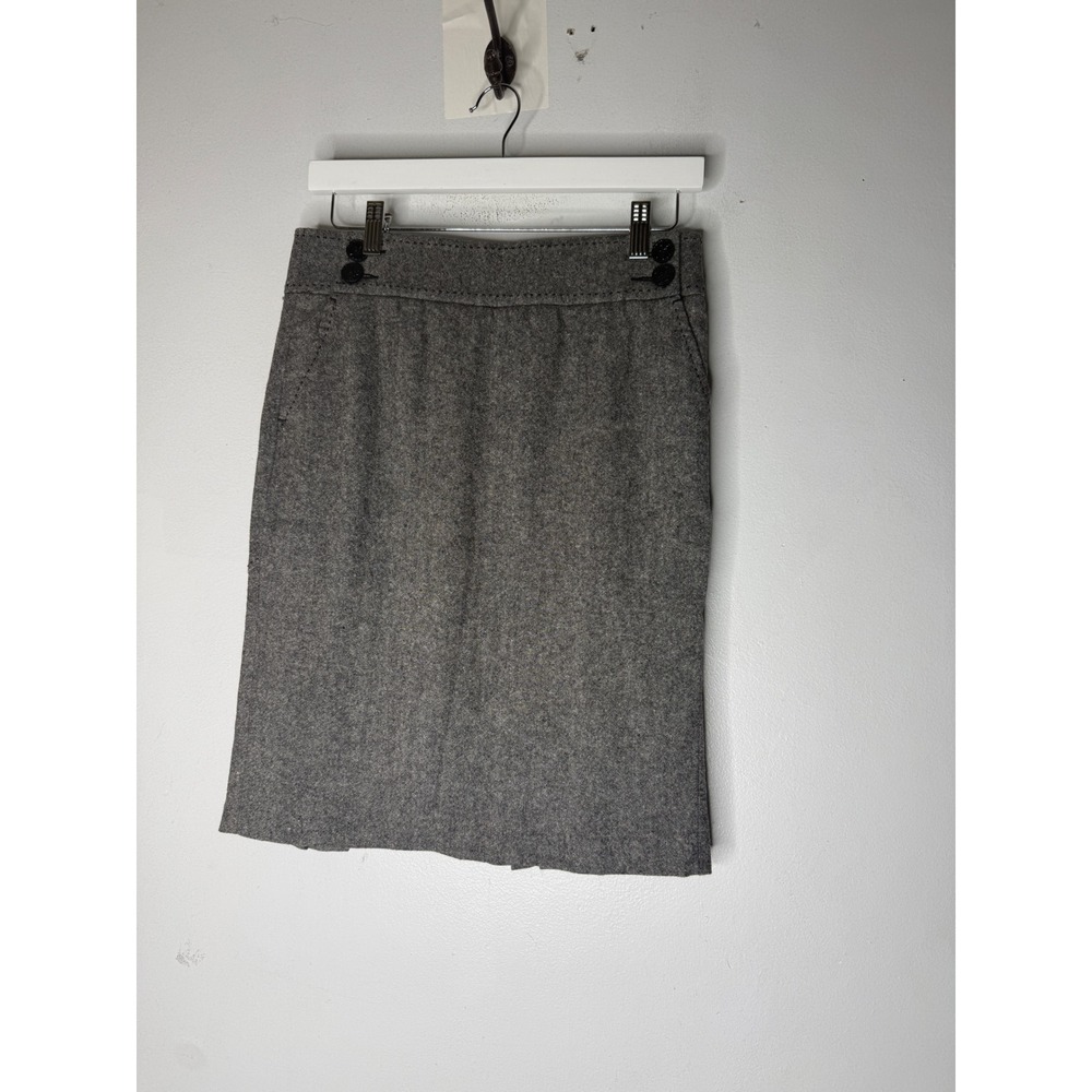 Bebe Gray Wool Blend Pleated Back Pencil Skirt Size 4 Professional Career Wear